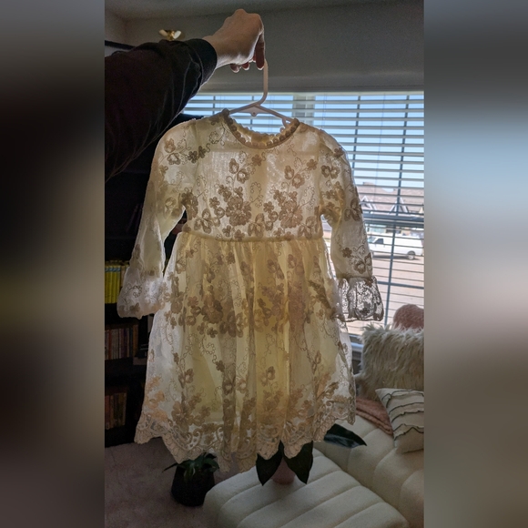 Kids Cream Lace Dress - Picture 3 of 8
